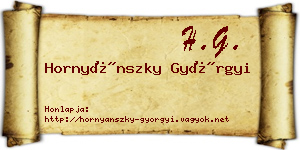 Hornyánszky Györgyi névjegykártya
